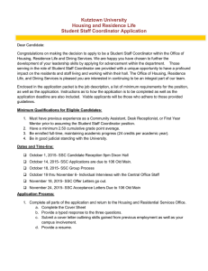 Kutztown University Housing and Residence Life Student Staff Coordinator Application