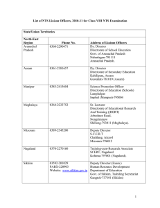 List of NTS Liaison Officers, 2010-11 for Class VIII NTS... State/Union Territories North-East