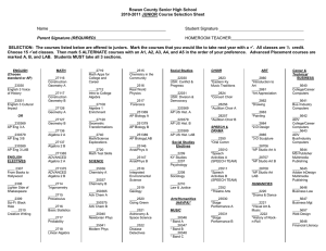 Rowan County Senior High School 2010-2011 JUNIOR Course Selection Sheet