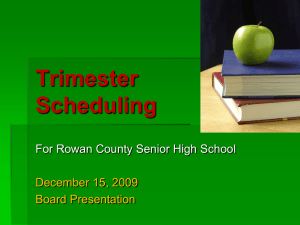 Trimester Scheduling For Rowan County Senior High School December 15, 2009