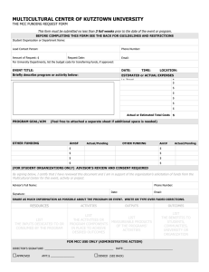 MULTICULTURAL CENTER OF KUTZTOWN UNIVERSITY THE MCC FUNDING REQUEST FORM