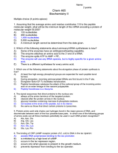 Chem 465 Biochemistry II