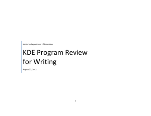 KDE Program Review for Writing  Kentucky Department of Education