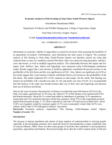 Economic Analysis of Fish Farming in Osun State, South-Western Nigeria