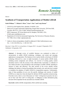 Remote Sensing Synthesis of Transportation Applications of Mobile LIDAR