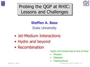 Probing the QGP at RHIC: Lessons and Challenges • Jet-Medium Interactions