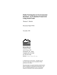 Public Participation in Environmental Decisions: An Evaluation Framework Using Social Goals