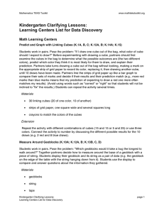 Kindergarten Clarifying Lessons: Learning Centers List for Data Discovery Math Learning Centers