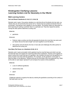 Kindergarten Clarifying Lessons: Learning Centers List for Geometry in Our World