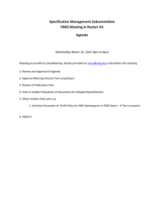Specification Management Subcommittee OMG Meeting in Reston VA Agenda