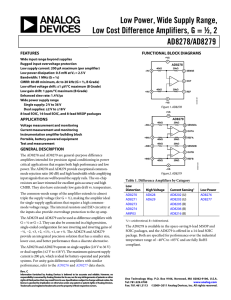 Low Power, Wide Supply Range, AD8278/AD8279