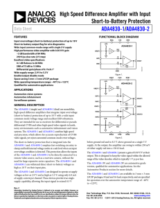 High Speed Difference Amplifier with Input Short-to-Battery Protection / ADA4830-1