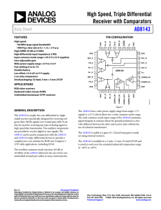 High Speed, Triple Differential Receiver with Comparators AD8143 Data Sheet