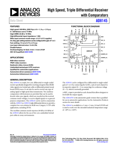High Speed, Triple Differential Receiver with Comparators AD8145 Data Sheet