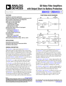 SD Video Filter Amplifiers with Output Short-to-Battery Protection / ADA4432-1