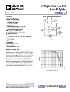 1:2 Single-Ended, Low Cost Active RF Splitter ADA4303-2 Data Sheet