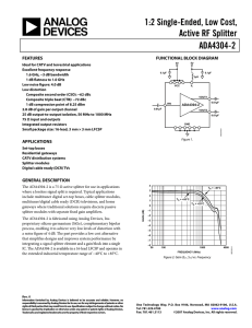 1:2 Single-Ended, Low Cost, Active RF Splitter ADA4304-2