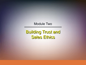 Building Trust and Sales Ethics Module Two
