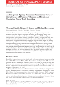 An Integrated Agency–Resource Dependence View of Capital on Firms’ R&amp;D Spending