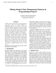 Mining Student Time Management Patterns in Programming Projects  1