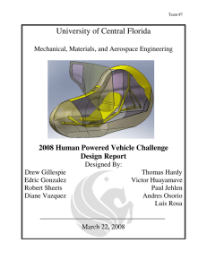 University of Central Florida 2008 Human Powered Vehicle Challenge Design Report