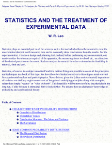 STATISTICS AND THE TREATMENT OF EXPERIMENTAL DATA W. R. Leo