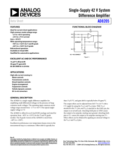 Single-Supply 42 V System Difference Amplifier AD8205 Data Sheet