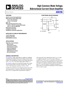 High Common-Mode Voltage, Bidirectional Current Shunt Amplifier AD8206 Data Sheet