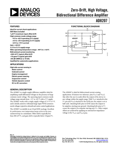 Zero-Drift, High Voltage, Bidirectional Difference Amplifier AD8207