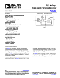 High Voltage, Precision Difference Amplifier AD8209 Data Sheet