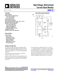 High Voltage, Bidirectional Current Shunt Monitor AD8210 Data Sheet