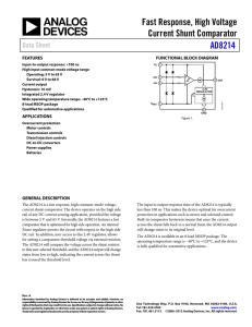 Fast Response, High Voltage Current Shunt Comparator AD8214 Data Sheet