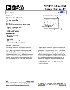 Zero Drift, Bidirectional Current Shunt Monitor AD8218 Data Sheet