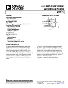 Zero Drift, Unidirectional Current Shunt Monitor AD8219