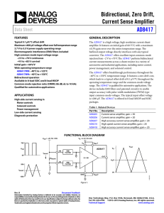 Bidirectional, Zero Drift, Current Sense Amplifier AD8417 Data Sheet