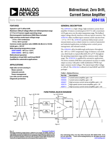 Bidirectional, Zero Drift, Current Sense Amplifier AD8418A Data Sheet