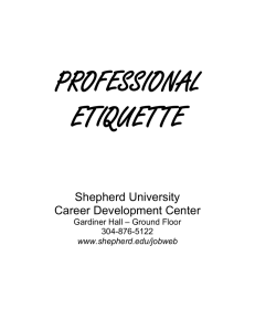 PROFESSIONAL ETIQUETTE Shepherd University