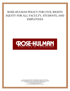 ROSE-HULMAN POLICY FOR CIVIL RIGHTS EQUITY FOR ALL FACULTY, STUDENTS, AND EMPLOYEES