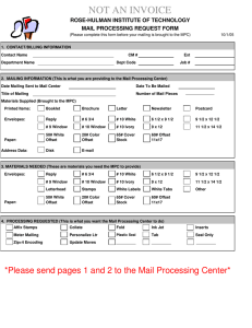 NOT AN INVOICE ROSE-HULMAN INSTITUTE OF TECHNOLOGY MAIL PROCESSING REQUEST FORM