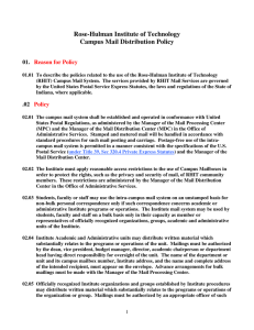 Rose-Hulman Institute of Technology Campus Mail Distribution Policy  01.