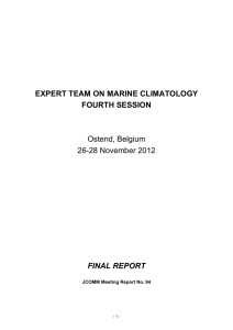 EXPERT TEAM ON MARINE CLIMATOLOGY FOURTH SESSION  Ostend, Belgium