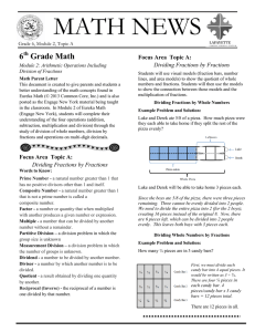 MATH NEWS Focus Area  Topic A: Dividing Fractions by Fractions