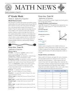 MATH NEWS Focus Area  Topic H: Applications of Equations
