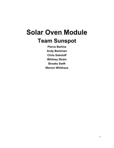 Solar Oven Module  Team Sunspot  Pierce Bartine  Andy Beckman 