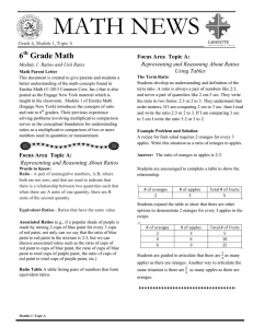 MATH NEWS Focus Area  Topic A: Representing and Reasoning About Ratios