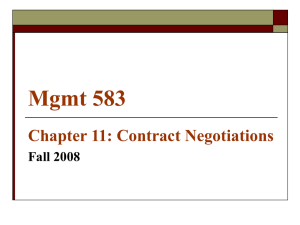 Mgmt 583 Chapter 11: Contract Negotiations Fall 2008