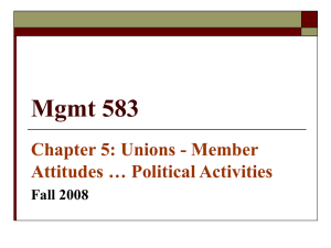 Mgmt 583 Chapter 5: Unions - Member Attitudes … Political Activities Fall 2008