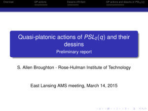 Quasi-platonic actions of PSL ( q) and their dessins