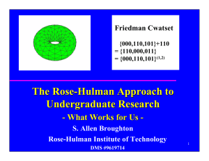 The Rose - Hulman Approach to Undergraduate Research