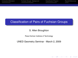 Classification of Pairs of Fuchsian Groups S. Allen Broughton